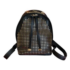 FURLA Black Studded Mini Astra Leather Backpack Lined Made in Italy